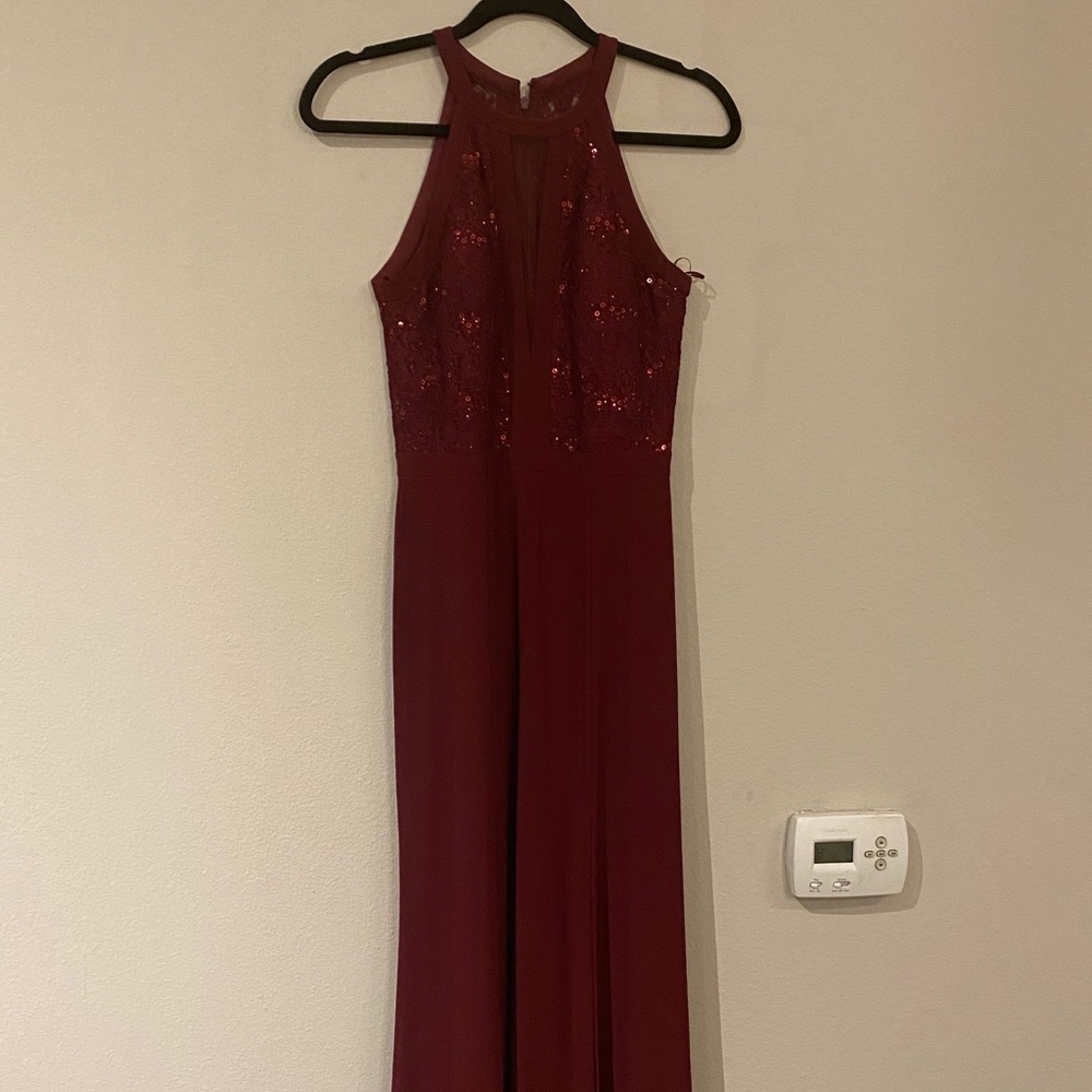 Mmerlot sleeveless gown with sequins